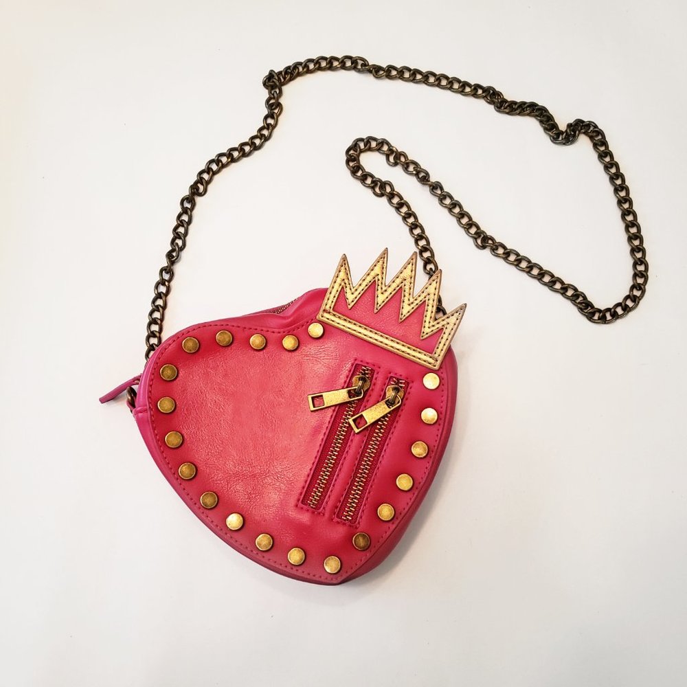 Disney Descendants Evie Heart Crossbody Bag with Gold Studs & Crown